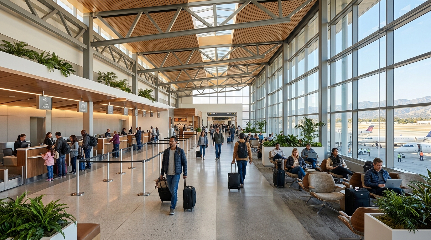Spacious modern passenger terminal at Hollywood Burbank Airport