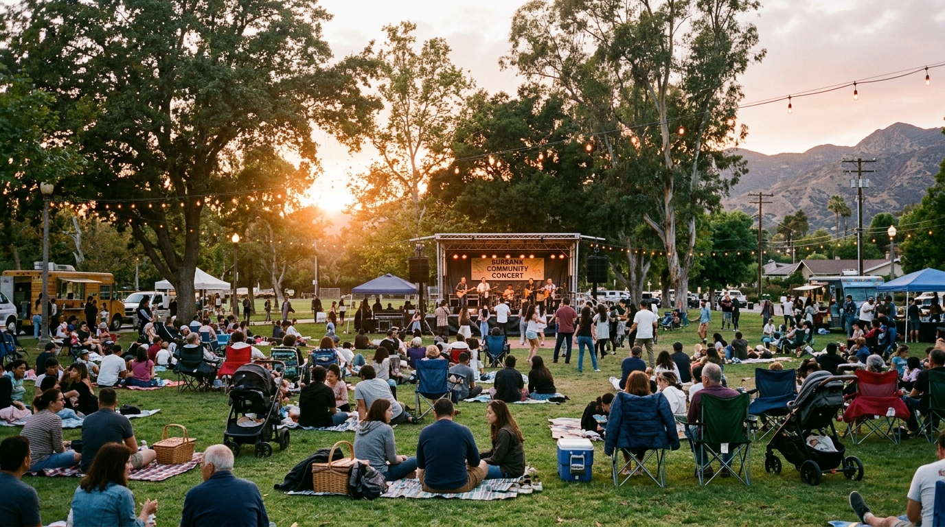 People attending an outdoor weekend event in Burbank